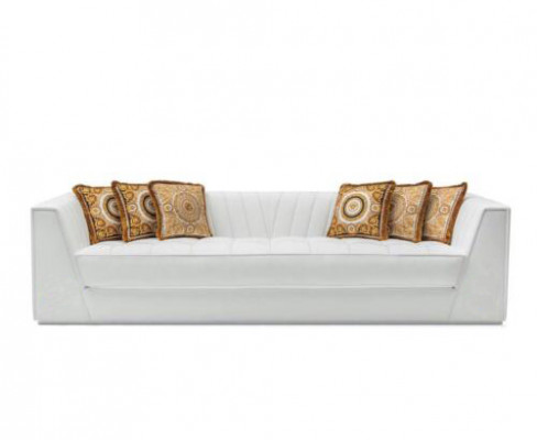 Canapé de luxe blanc Medusa avec des têtes dorées Canapé Trois places en cuir