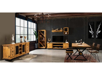 Meubles en bois massif Salon Salle à manger Ensemble salle à manger Ensemble de 4 pièces Armoire Mobilier