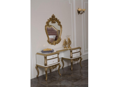 Table de toilette royale avec miroir baroque console en bois buffet 2 pièces