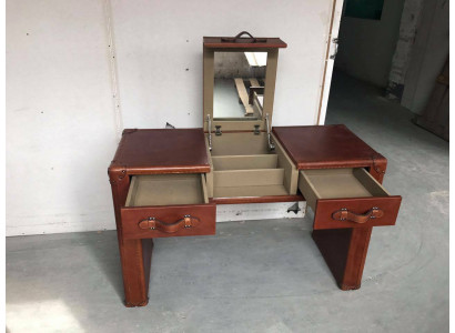 Coiffeuse Coiffeuse Table de cosmétiques Commode Tabouret Valise en cuir vintage neuve