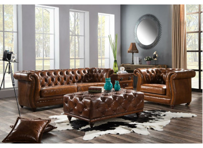 Canapé club design 3 places Canapé en cuir Trois places Cuir vintage neuf