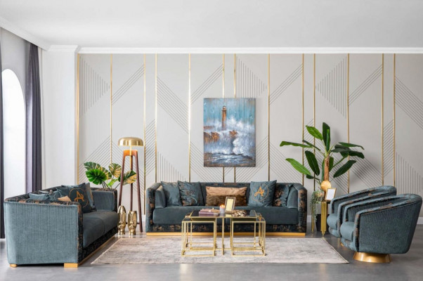 Vert Trois Places Canapé Sofa Mobilier Tapisserie Ameublement Canapés Sofas neuf