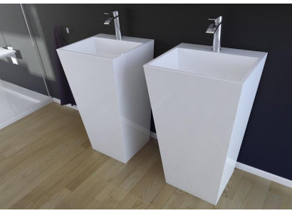 Lavabo moderne en acrylique sur pied pour salle de bain, lavabo sur pied autoportant