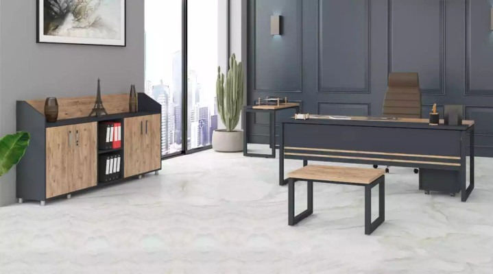 Grand ensemble de mobilier de bureau complet pour étude, armoire, bureau