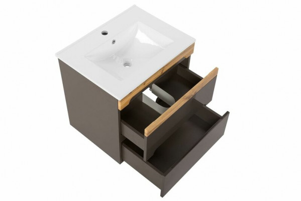 Ensemble de meubles de salle de bain de 60 cm avec lavabo décoratif et meuble sous-lavabo moderne.