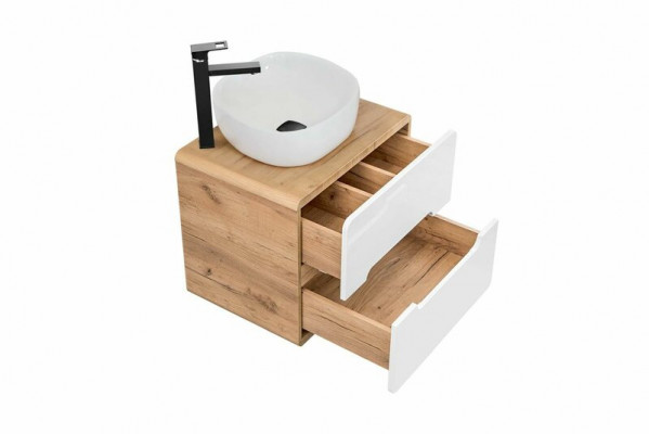Lavabo lavabo de salle de bain avec bassin d'attachement 60cm armoire de base brillant