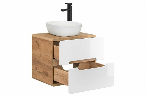 Lavabo lavabo de salle de bain avec bassin d'attachement 60cm armoire de base brillant