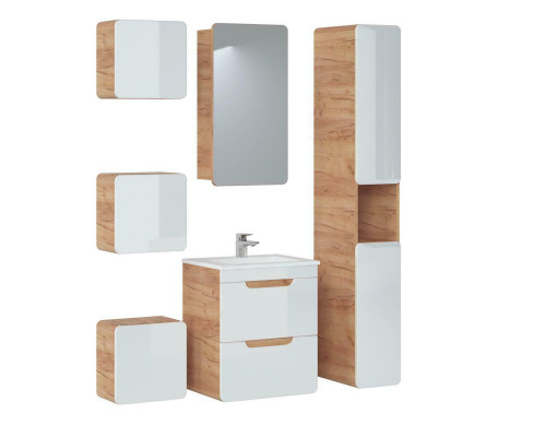 Design Mobilier de salle de bain Salle de bain 6pcs. Ensemble de meubles Placard décoratif Lavabo