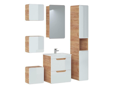 Design Mobilier de salle de bain Salle de bain 6pcs. Ensemble de meubles Placard décoratif Lavabo