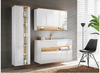 Meubles de salle de bain design Ensemble de 3 pièces Armoire Lavabo Éclairage