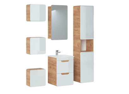 Meuble de salle de bain en bois, ensemble de 6 pièces pour salle de bains, armoire, lavabo