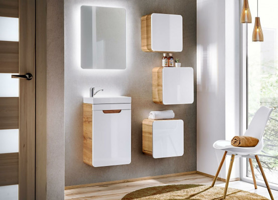 Meubles de salle de bain design Salle de bain 5 pièces. Ensemble Armoire Lavabo