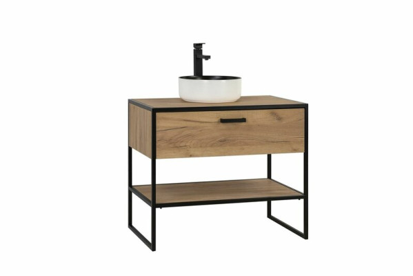 Ensemble de meubles de salle de bain 90cm Meuble sous lavabo Loft Tiroir pour lavabo