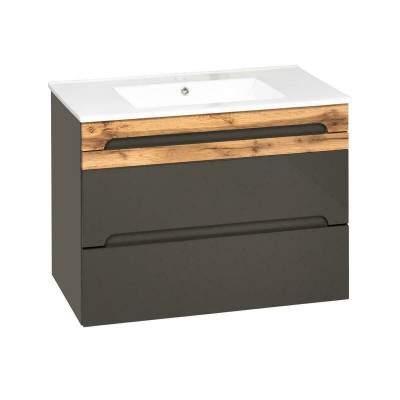 Ensemble de meubles de salle de bain, lavabo de 80 cm avec meuble bas, lavabo décoratif moderne