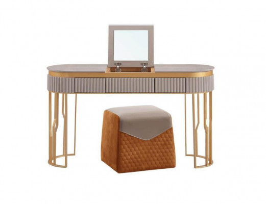 Table de Toilette Beige de Designer Table en Bois Moderne Mobilier de Chambre de Luxe