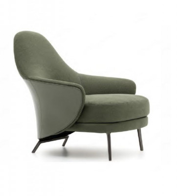 Fauteuil de luxe à accoudoirs rembourré chaise longue salon salle à manger vert