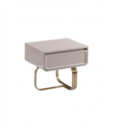 Table de chevet beige Table de chevet Chambre Table d'appoint en acier inoxydable Table en bois Moderne