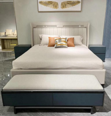 Set de chambre Mobilier de luxe Lit Tables de chevet Lits doubles Cadre de lit