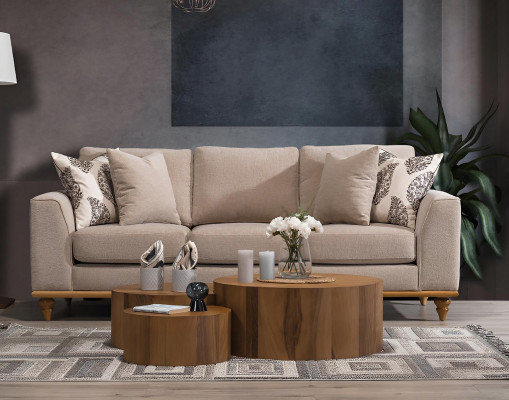 Canapé trois places Salon Design Mobilier Moderne de Luxe Canapés Beige