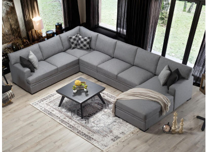 Meubles de design modernes Canapé en forme de U Gris Canapé d'angle Ameublement de salon nouveau