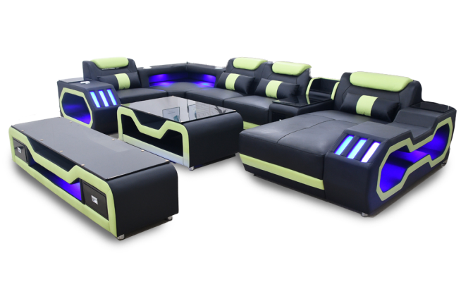 Ensemble de salon en forme de U Canapé d'angle Table basse et meuble TV Moderne nouveau