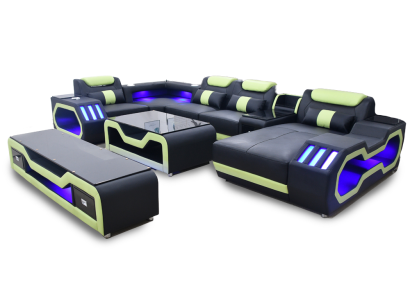 Ensemble de salon en forme de U Canapé d'angle Table basse et meuble TV Moderne nouveau