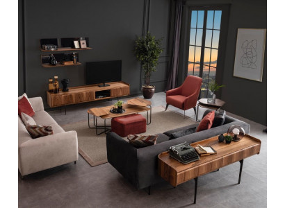Grand Salon Suite de canapés de luxe Trois places Fauteuil Table basse 3+3+1