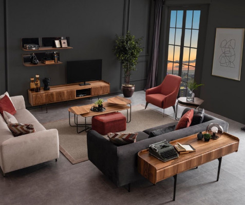 Grand Salon Suite de canapés de luxe Trois places Fauteuil Table basse 3+3+1