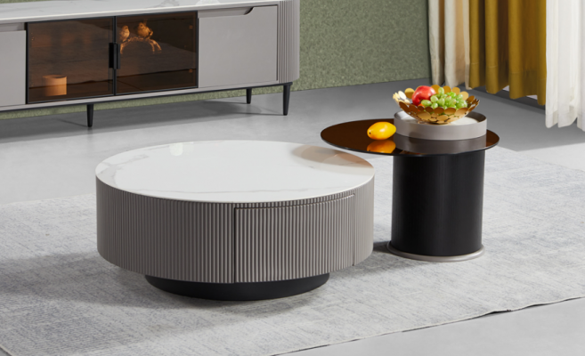 Ensemble rond de 2 tables basses Table basse Table d'appoint Design Salon