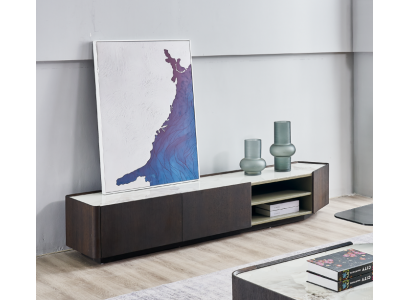 Buffet de luxe pour télévision, meuble bas pour salon en bois, design moderne.