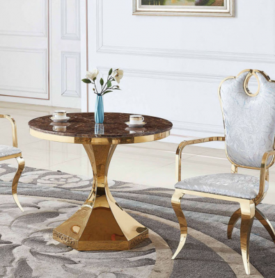 Table à manger Mobilier Luxe Bois Moderne Acier inoxydable Salon Design nouveau Or