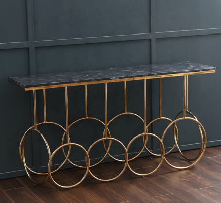 Table basse de luxe en acier inoxydable design or nouveau