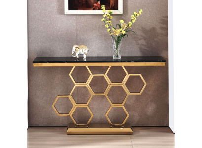 Console en acier inoxydable doré Mobilier de salon Consoles 140cm nouveau