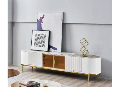 Meuble TV de luxe, meuble bas pour télévision, buffet, en bois blanc, moderne