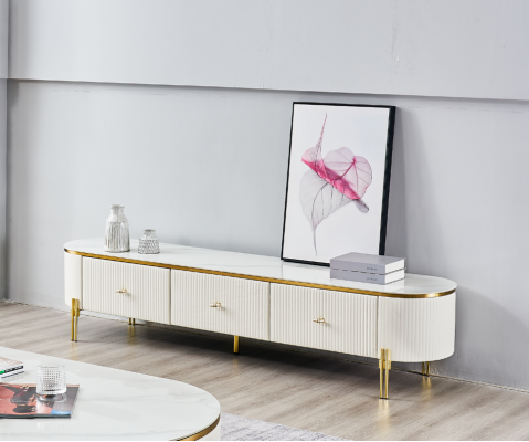 Support TV Meuble TV TV Cabinet Meuble Bas Blanc Moderne Salle de séjour Buffet Bois Neuf