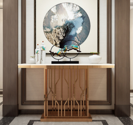 Table console de luxe design en acier inoxydable Or moderne nouveau