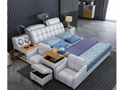 Boîtes de lit multifonctions Design de luxe en cuir Lits doubles Hôtel nouveaux