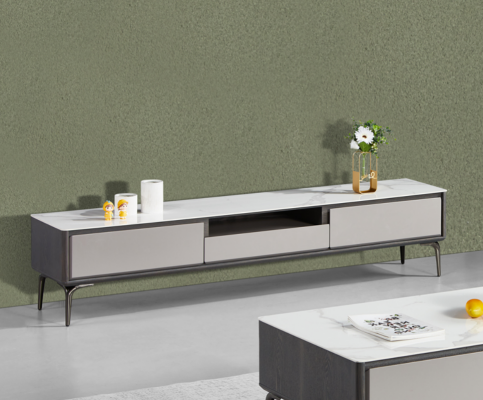 Meuble bas de télévision de luxe de style moderne, armoire TV, meuble bas de télévision, meuble de salon gris