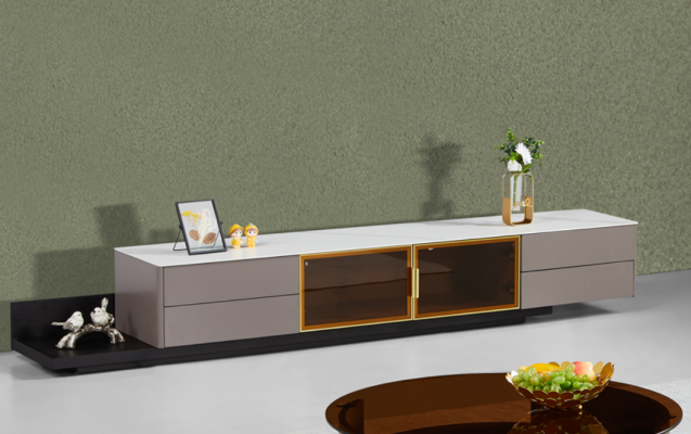 Meubles de salon modernes Meuble TV Lowboard Armoire Étagère Mobilier en bois Gris neuf