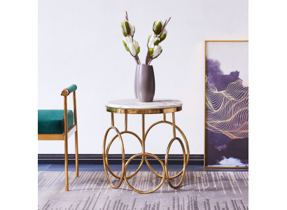 Table d'appoint Table d'appoint Mobilier design Or Table ronde en acier inoxydable