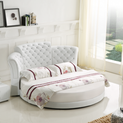 Lit rond de luxe Chesterfield lits chambre à coucher lit double 200x200 cm