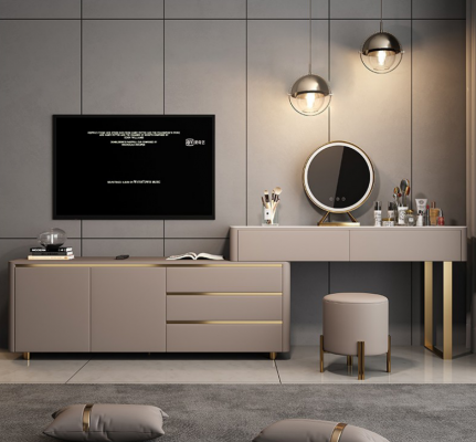 Coiffeuse avec tiroirs pour le téléviseur Miroir Console de luxe Chambre