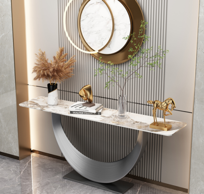 Consoles de designer de luxe Table console moderne en acier inoxydable Design Argent