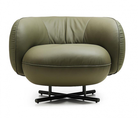 Fauteuil 1 place en similicuir Lounge de luxe Rembourrage monoplace Design, Gris