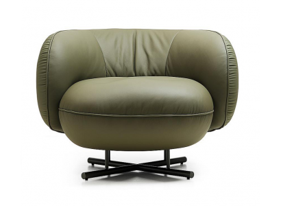 Fauteuil 1 place en similicuir Lounge de luxe Rembourrage monoplace Design, Gris