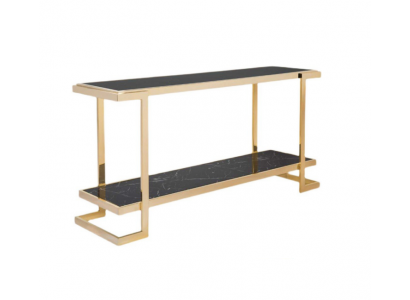 Table console de salon moderne en acier inoxydable de luxe doré