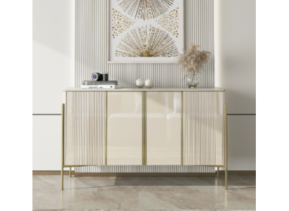 Buffet Moderne en Bois Mobilier de Salon Armoire Commode Luxe Beige