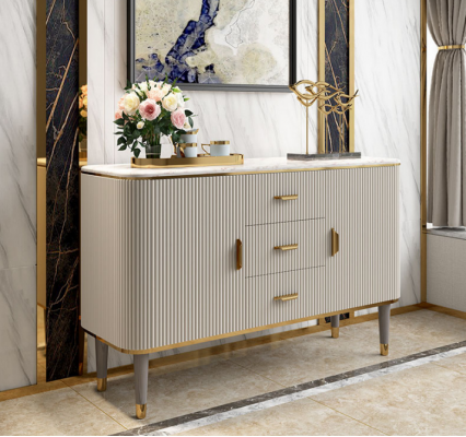 Meubles de design Luxueux Commode Buffet Salle de séjour Moderne Gris Bois nouveau