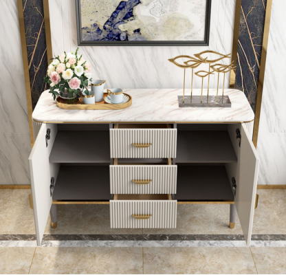 Meubles de design Luxueux Commode Buffet Salle de séjour Moderne Gris Bois nouveau