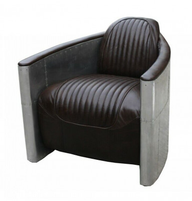 Aviateur Canapé Fauteuil Canapé club Lounge Aluminium Avion Rétro Véritable cuir Vintage